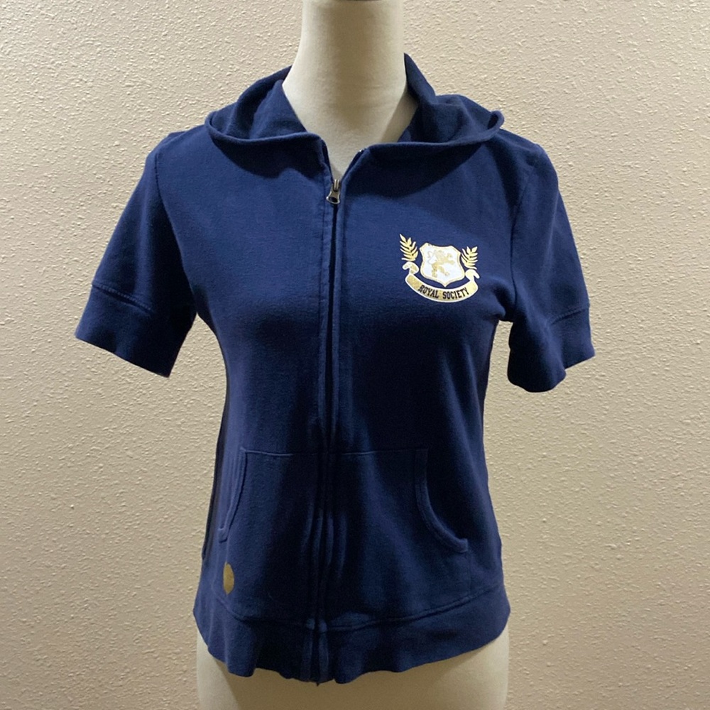 Feather Royal Society, short sleeve dark blue zip jacket